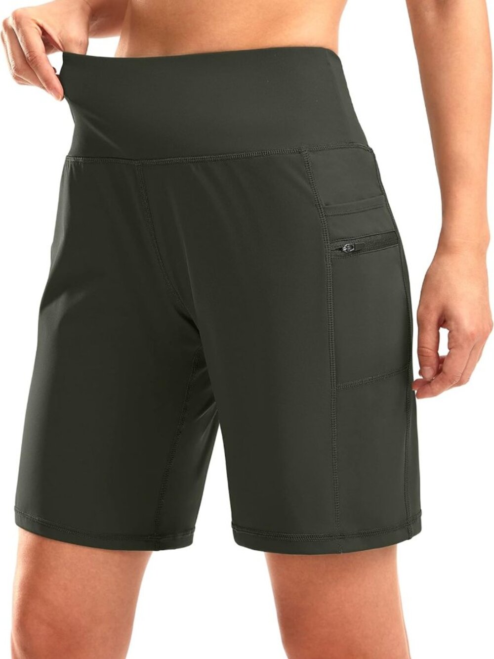 Women's 9" Bermuda Long Shorts with Zipper Pockets - Casual Summer Style